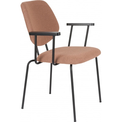 White Label Living Zelo kovová područky růžový látkový potah