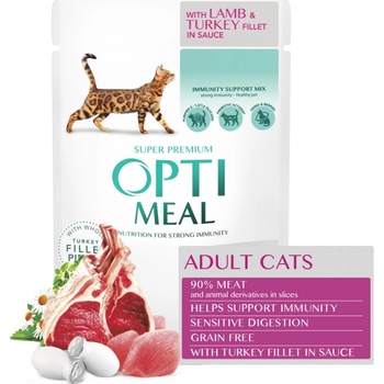 Optimeal Superpremium Grain free Sensitive s jahňacím morčacím filé v omáčke 85 g