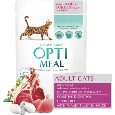 Optimeal Superpremium Grain free Sensitive s jahňacím morčacím filé v omáčke 85 g