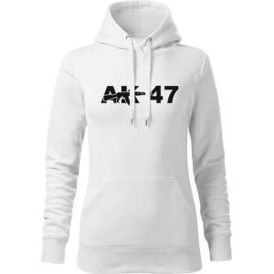 DRAGOWA дамски суитшърт с качулка, ak47, бял, 320г/м2 (5931)
