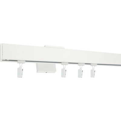 Kovovégarnýže Garnýže Quadrato plug bílá lesklá Dvouřadá, 151-200cm, kolečkový jezdec+šnekový háček