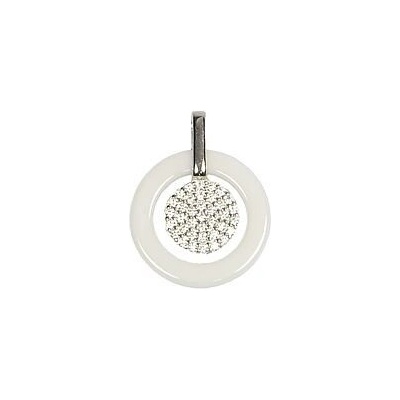 Infinitysilver Strieborný prívesok s bielym krúžkom PC014