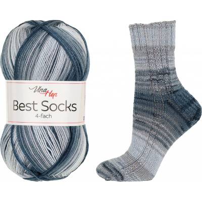 Pletací / háčkovací příze Vlna-Hep BEST SOCKS 4-fach 7404 šedá, vzorovaná, ponožková, 100g/420m