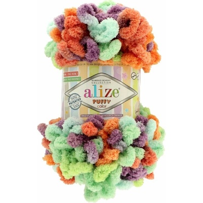 Alize Puffy Color 4530 oranžovo zeleno fialová
