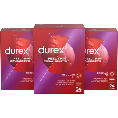 Durex Feel Thin Extra Lubricated 3 × 24 ks
