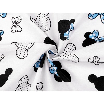 Prima-obchod Bavlněná látka / plátno Mickey / Minnie Mouse, barva 3 (345) bílá modrá