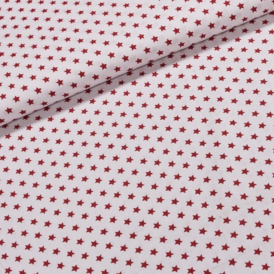 Bavlněné plátno červené hvězdy na bílé, š.140cm (látka v metráži)