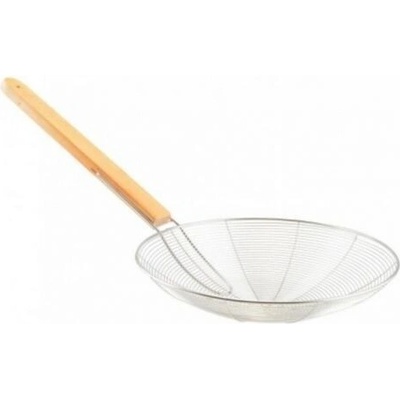 Cedník s drevenou rúčkou, priemer 28 cm, dĺžka 35,5 cm