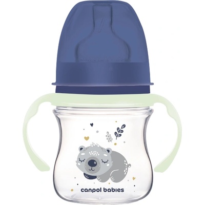 Canpol babies Антиколик шише с дръжки Canpol Easy Start - Sleepy Koala, 120 ml, Синьо (35/236_blu)