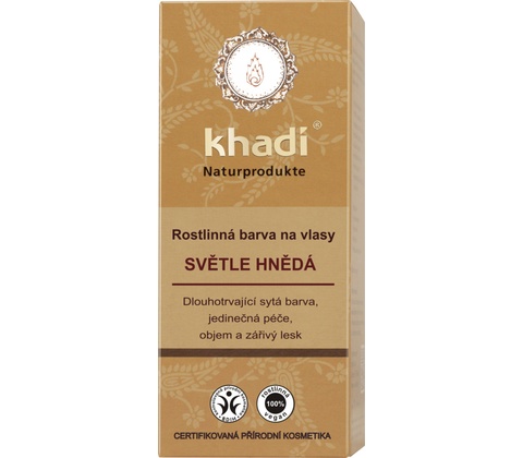 Khadi rostlinná barva na vlasy světle hnědá 100 g