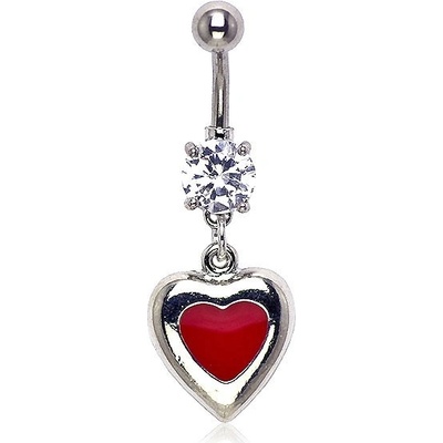 Šperky eshop piercing do pupíku srdíčko se zirkonem I13.29