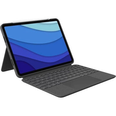 Logitech Combo Touch UK - безжична клавиатура с тракпад и отделящ се кейс с поставка за iPad Pro 12.9 M2 (2022), iPad Pro 12.9 M1 (2021) (сив)