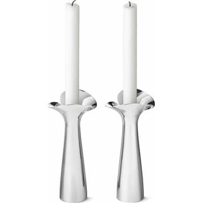 Georg Jensen Vysoký svícen Bloom Botanica – set 2 ks, stříbrná barva, kov