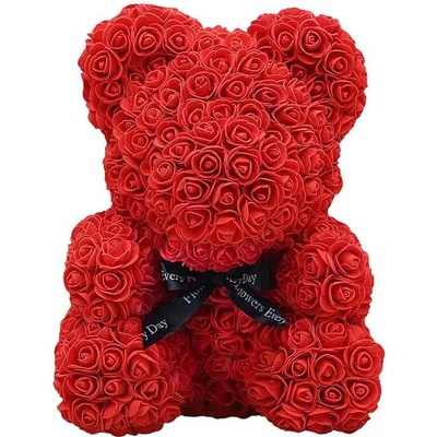 BudNej medvídek z růží 25 cm - červený - MN9402