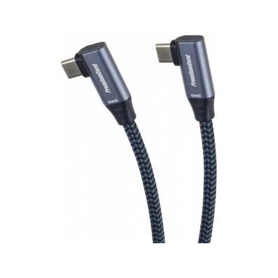 PremiumCord USB-C 2x angled cable (USB 3.2 GEN 2x2, 5A, 100W, 20Gbit/s) cotton braid, length: 1m