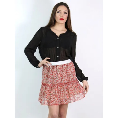mar. fashion Къса пола с волан на цветя в червено (00718-02a-02)