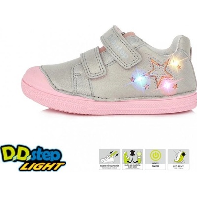 D.D.step detské dievčenské topánky blikajúce LED grey