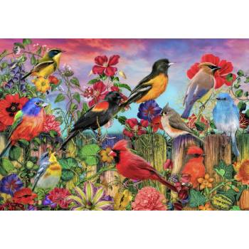 Image 1 of Bluebird Puzzle - Puzzle Stewart: Birds and Blooms Garden - 500 piese
