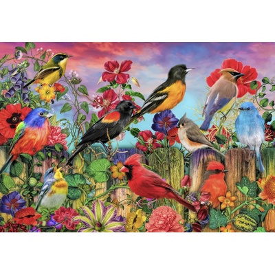 Bluebird Puzzle - Puzzle Stewart: Birds and Blooms Garden - 500 piese