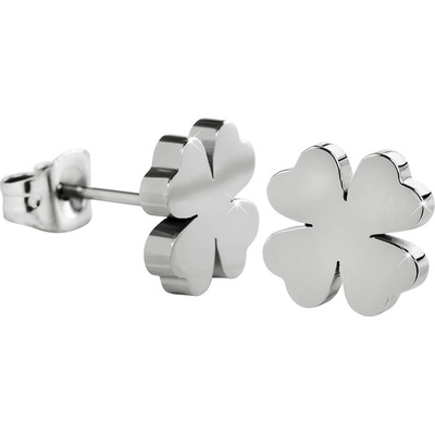 Troli oceľové náušnice pre šťastie Štvorlístkami KE-001