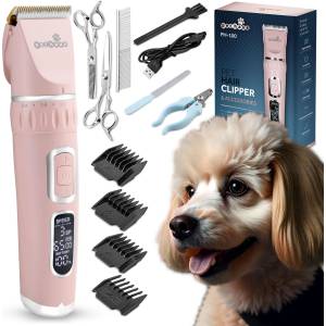 PetHaus Groomer Master Ножица за подстригване на домашни любимци с аксесоари, мощен мотор, 3200 mAh, 5 часа работа - розова (TE610001)