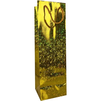 Darčeková taška na alkohol 33 x 10 x 9 cm holografická zlatá