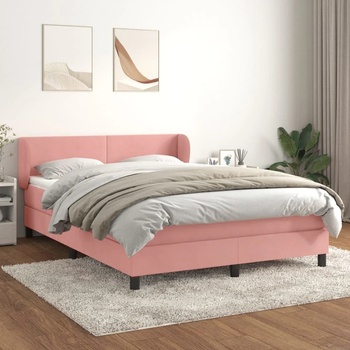 vidaXL Боксспринг легло с матрак, розово, 140x200 см, кадифе (3127378)