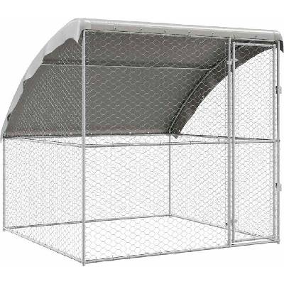 VidaXL Klec pro psy stříbrná 200 x 200 x 200 cm pozinkovaná ocel