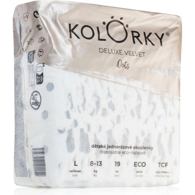 Kolorky Deluxe Velvet Dots еднократни ЕКО пелени размер L 8-13 kg 19 бр
