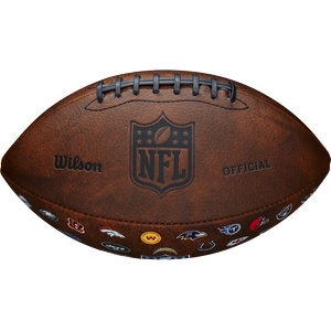 Wilson Топка за американски футбол, размер 5 (ръгби), с логата на 32 отбора - wilson nfl throwback 32 team logo