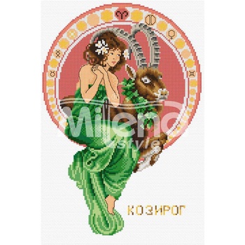 Milena Style Зодия Козирог - гоблен със схема конци Ariadna Кръстат бод