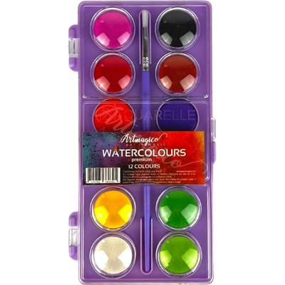 Artmagico akvarelové barvy 12 ks a štětec