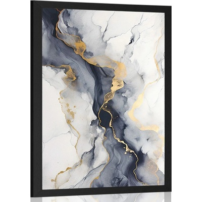 Plakát šedý mramor - 20x30 black