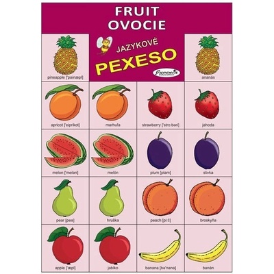Anglické pexeso: Fruit / Ovocie