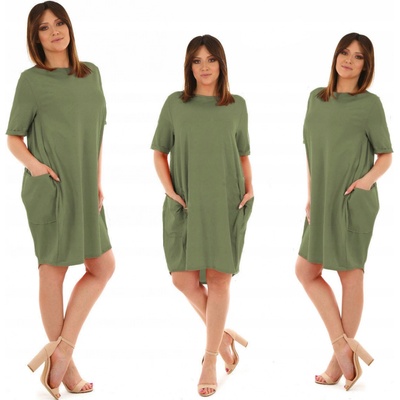 Fashionweek teplákové letné šaty s vreckami Oversized MfF403 Khaki