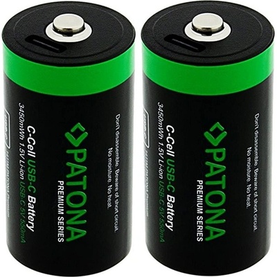 PATONA nabíjecí baterie LR14 (C) Li-lon 2300mAh 1,5V s USB-C nabíjením, 2ks v balení – Zboží Živě