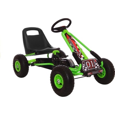 LEAN TOYS Šľapacia kára A 15 nafukovacie kolesá zelená
