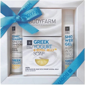 Bodyfarm Комплект Greek Yogurt & Royal Jelly - Душ гел, Шампоан и Сапун, 2 х 50 ml + 110 g