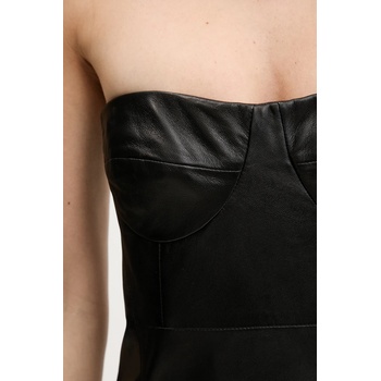 IRO Кожена рокля iro в черно среднодълга с кройка по тялото wm33betti (wm33betti)