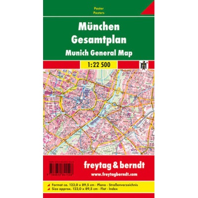 Freytag & Berndt Poster München, Gesamtplan, ohne Metallstäbe. Munich, General Map