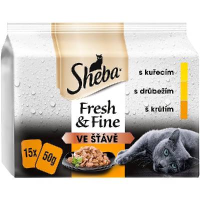 Sheba Fresh & Fine kapsičky pre dospelé mačky: hydinový výber v šťave 15× 50 g
