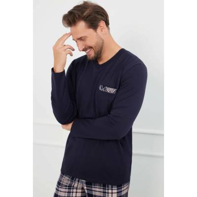 Italian Fashion Dlhé pánske pyžamo Edwin tmavomodrá