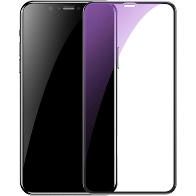 Baseus Anti-bluelight Full Screen Tempered Glass (0.30mm) - калено стъклено защитно покритие за целия дисплей на iPhone 11 Pro Max, iPhone XS Max (прозрачен-черен) (2 броя)