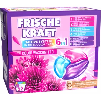 Frische Kraft Color pracie kapsule 6v1 na farebnú bielizeň 22 PD