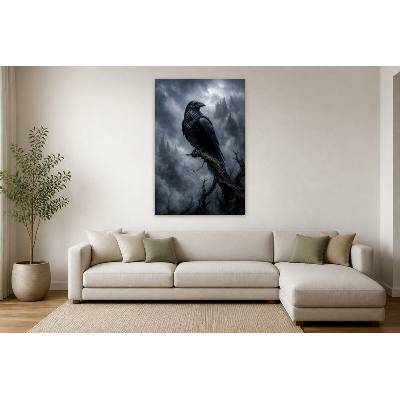 Obraz na plátně – Tmavý pták v mlhavé krajině 90 × 135 cm