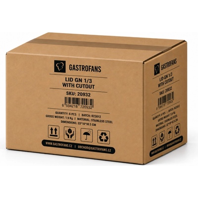 Gastrofans Výhodný multipack 6x Víko pro GN 1/3, nerezové, s výřezem na naběračku