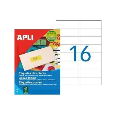 Etikety farebné 105x37mm APLI A4 100 hárkov žlté
