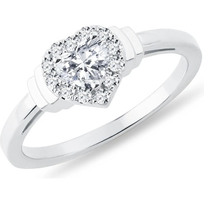 Klenota zlatý zásnubní prsten s diamantovým srdcem k0121012