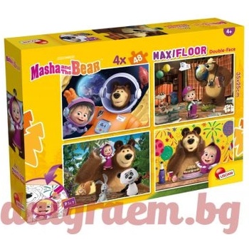 Lisciani Пъзел LISCIANI 104840 - 4 x 48 части - Маша и Мечока, двулицеви пъзели (LI104840)