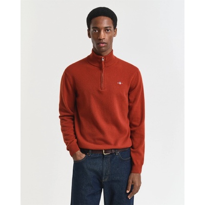 Gant Superfine Lambswool Half Zip Fleece - Brown